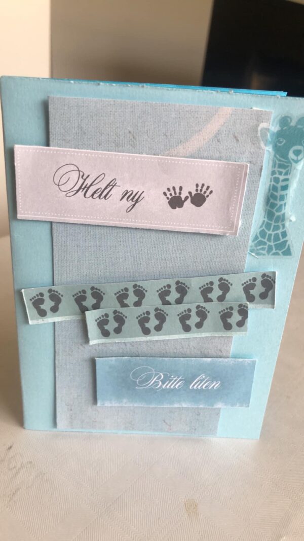 Kort til fødsel/dåp/navnefest/babyshower til gutt