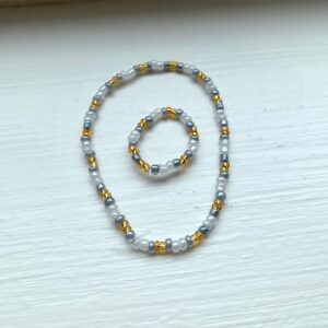 Perlet armbånd og ring