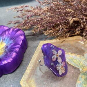 "Ametyst" Ring med Ekte Blomster