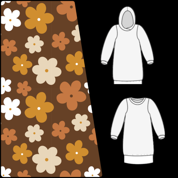 *SYS PÅ BESTILLING* Genserkjole "Hilda hoodie" str. XS - 4XL