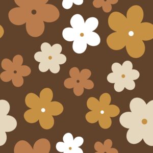 *METERVARE* French terry - retro brunt med blomster