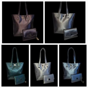 Sett: Tote med matchende clutch