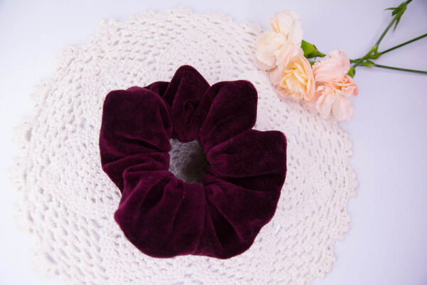 Scrunchie - dyp burgunder velour