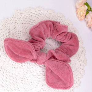 Scrunchie med sløyfe - gammelrosa velour