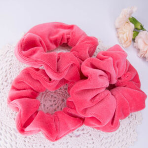 Scrunchie - korallrosa velour