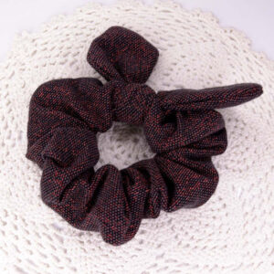 Scrunchie med sløyfe - mørk rødglitrende