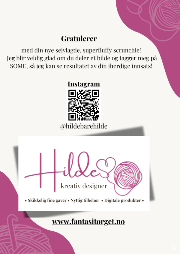 Hekleoppskrift: Superfluffy vannmelon-scrunchie - Bilde 3