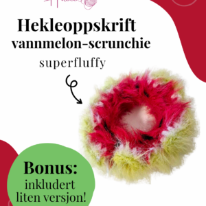Hekleoppskrift: Superfluffy vannmelon-scrunchie