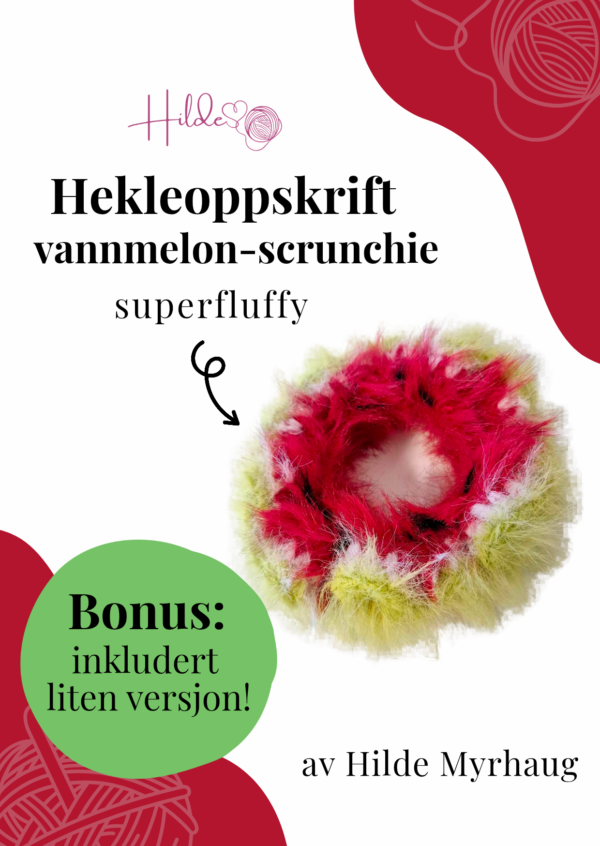 Hekleoppskrift: Superfluffy vannmelon-scrunchie