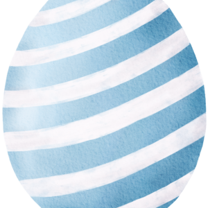 Strykemerke påskeegg blå striper 6 x 8 cm