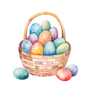 Strykemerke kurv med påskeegg 12 x 12 cm