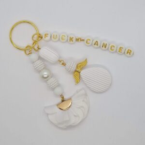 FUCK CANCER-nøkkelring (hvit)