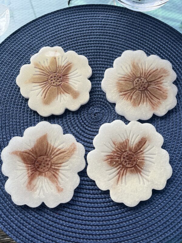 4stk blomster drikke brikker