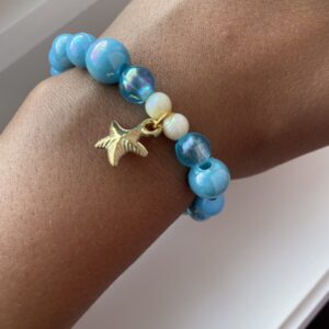 Beach armbånd blå med perler og en stjerne charm🩵💙