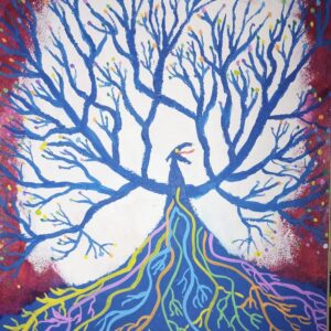 Tree screaming and gets color