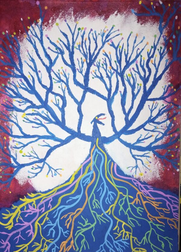 Tree screaming and gets color