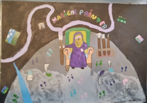 Magical painter in the cave