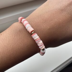 Høst armbånd med gull perler Clay beads❤️🧡🤍💛.