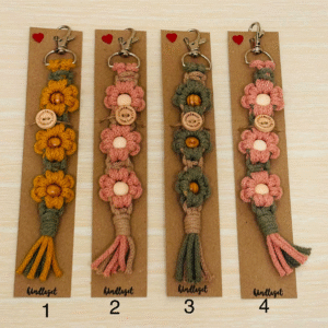 Makrame nøkkelring/bag charms med krok