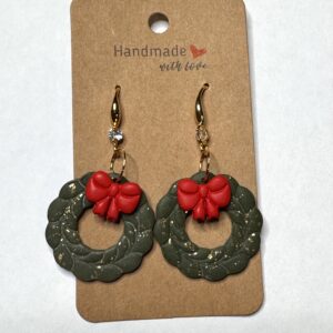 Julekrans øredobber med sløyfe