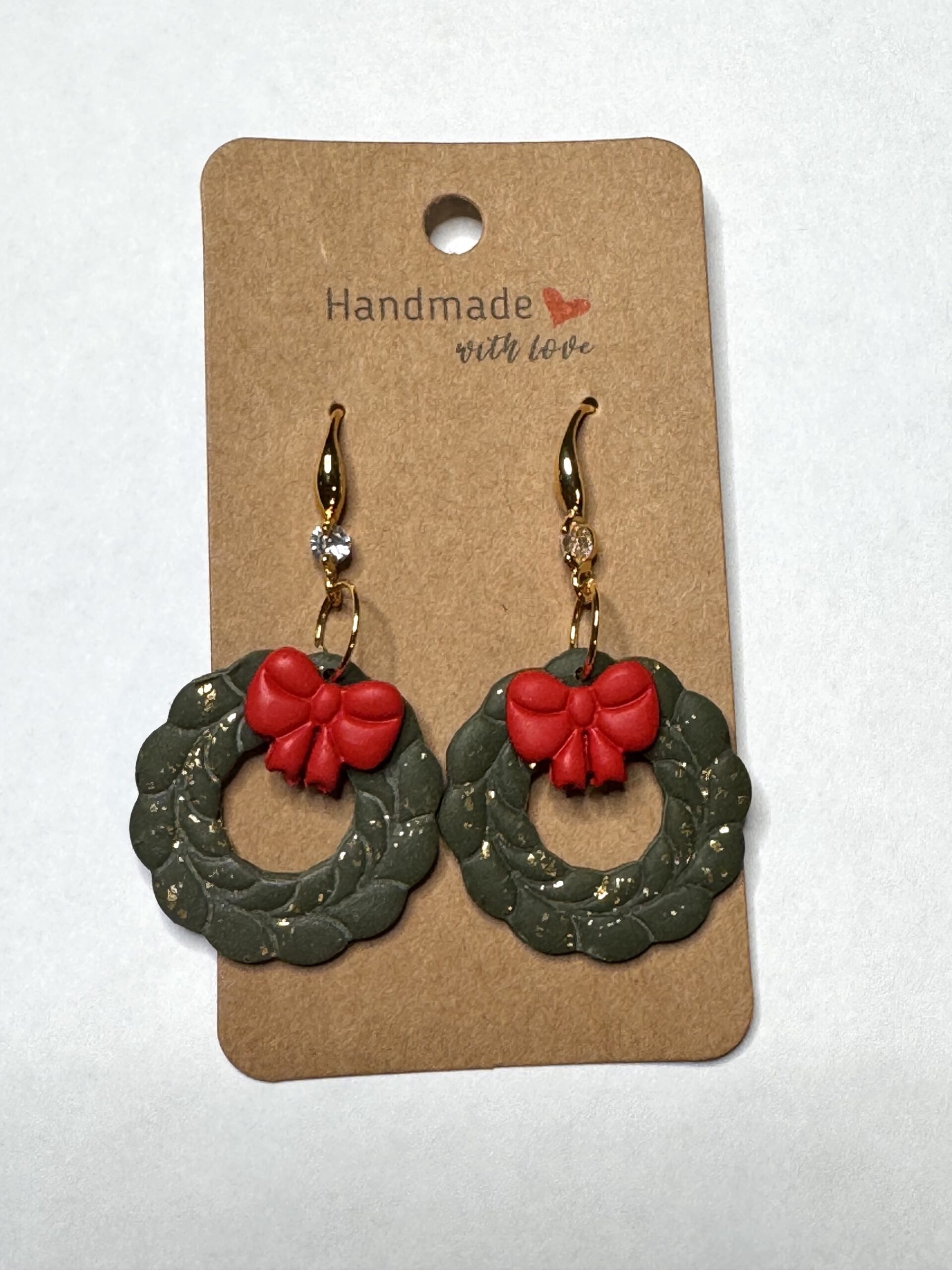 Julekrans øredobber med sløyfe