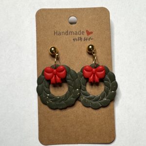 Julekrans øredobber med sløyfe