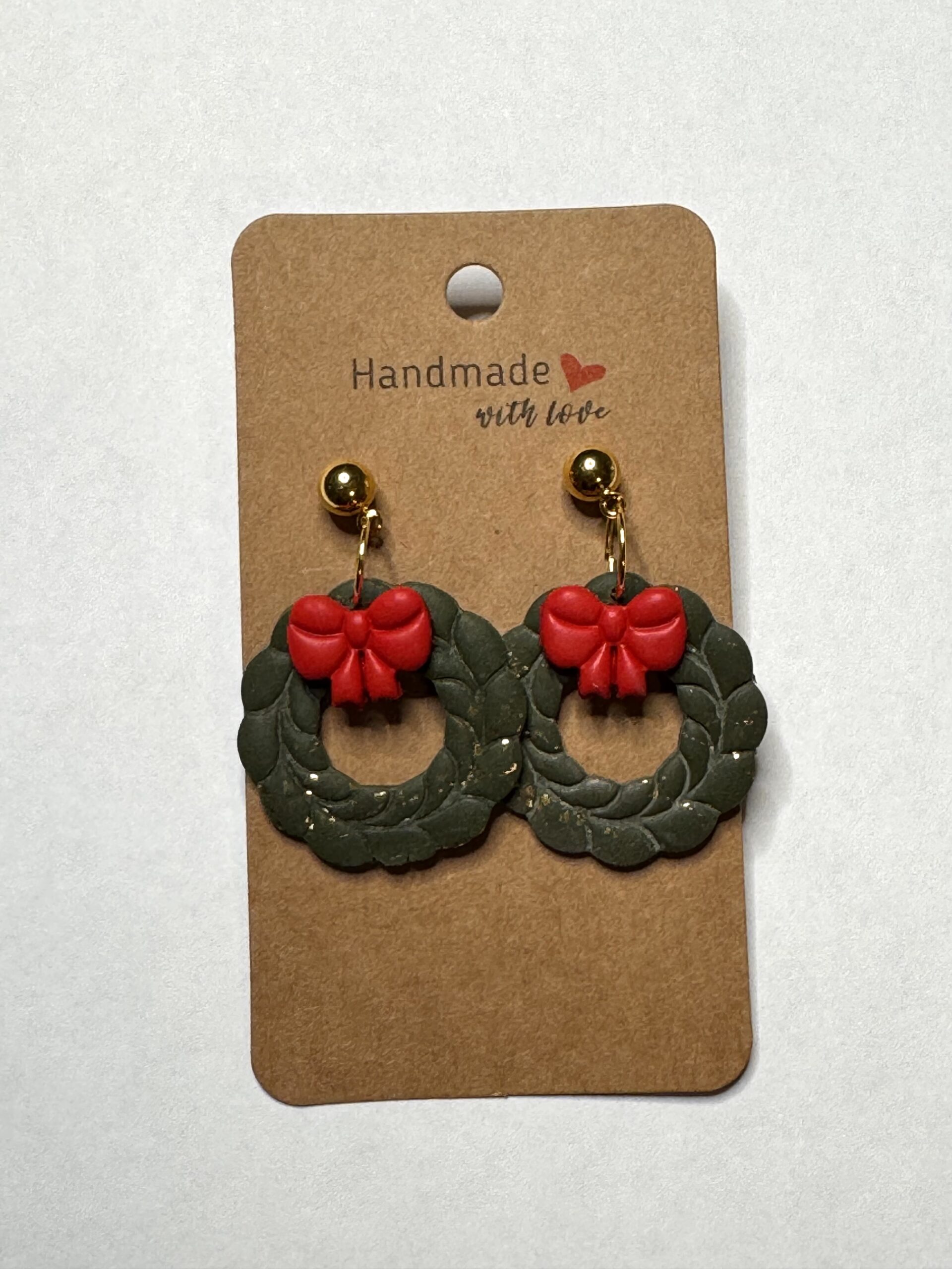 Julekrans øredobber med sløyfe