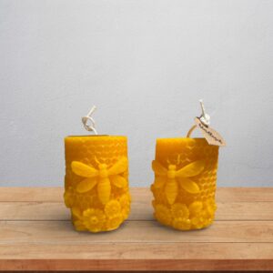 Bivokslys - lite kubbelys med bie, 2 stk.