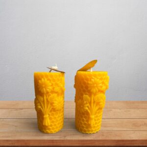 Bivokslys - lite kubbelys med blomster, 2 stk.