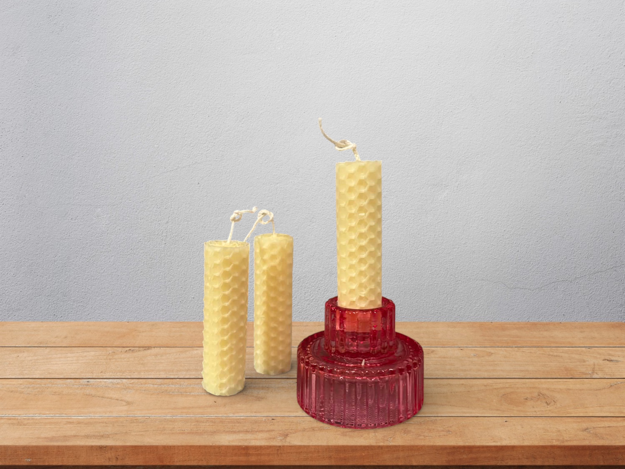 Bivokslys - Pauselys, 3 stk. inkl. lysestake