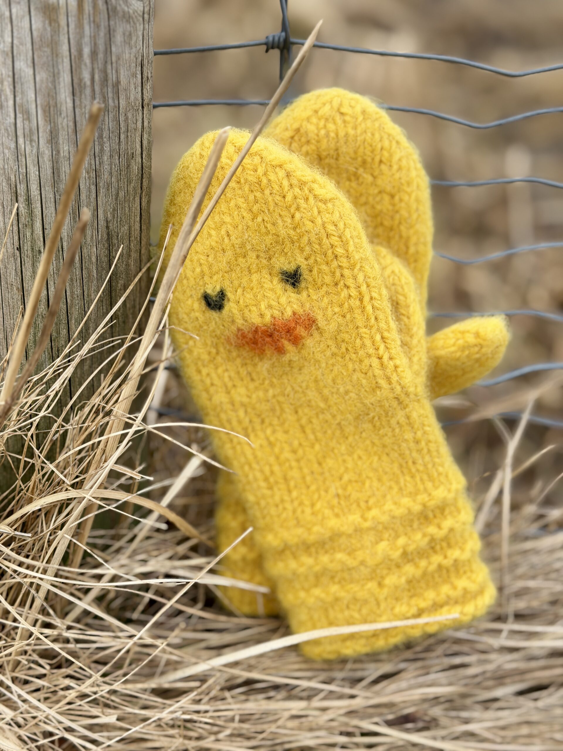 Påskekyllingvotter str 8-10 år