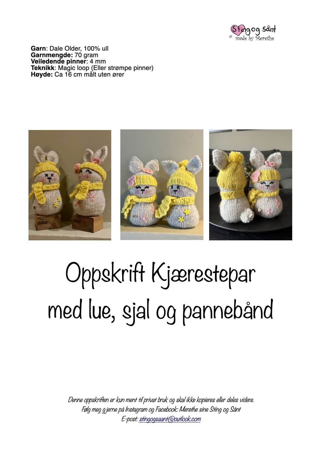 Strikkeoppskrift påskeharer