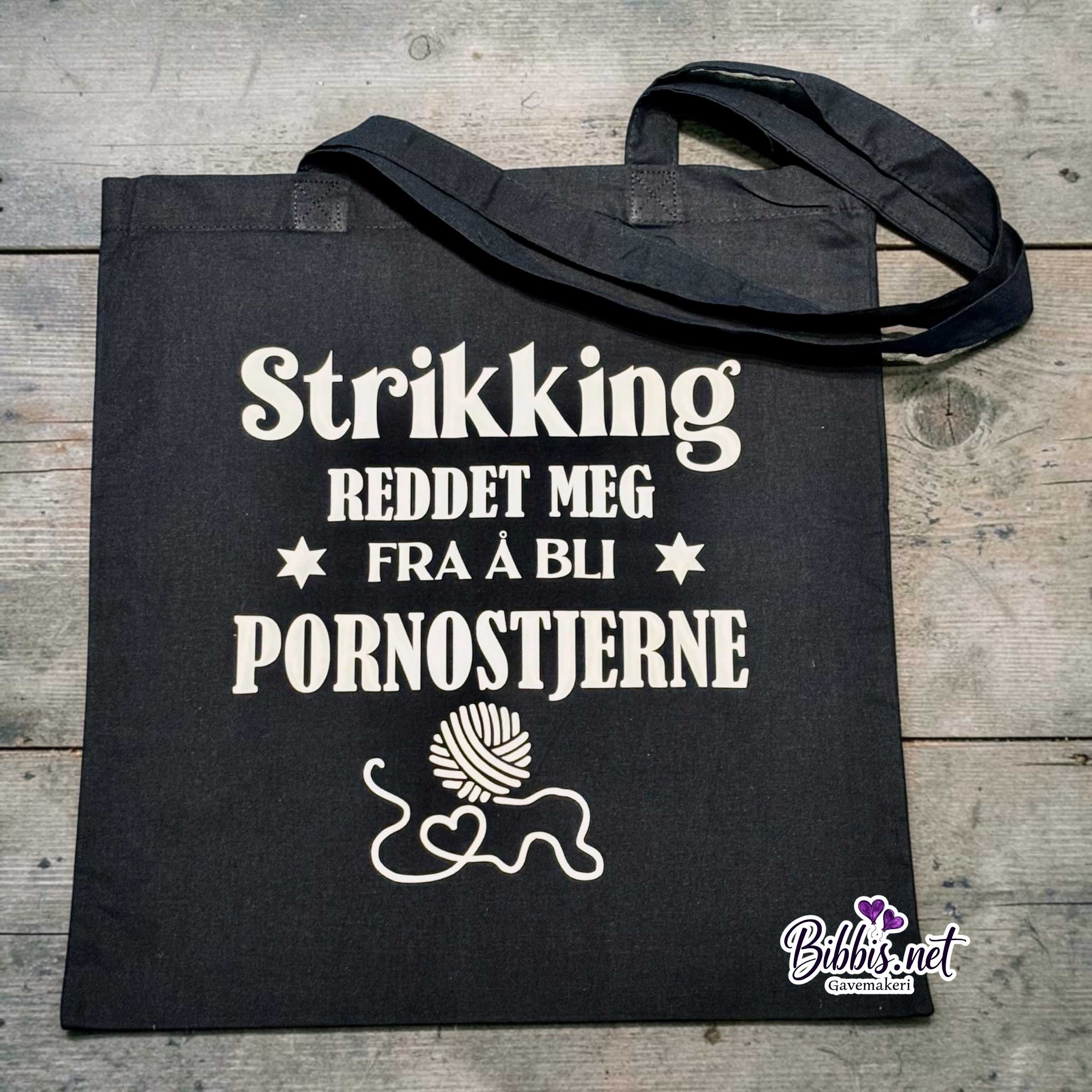 Tøynett med artig strikketekst - Bilde 2